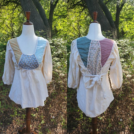 Vintage Gunne Sax blouse 13 medium patchwork flora