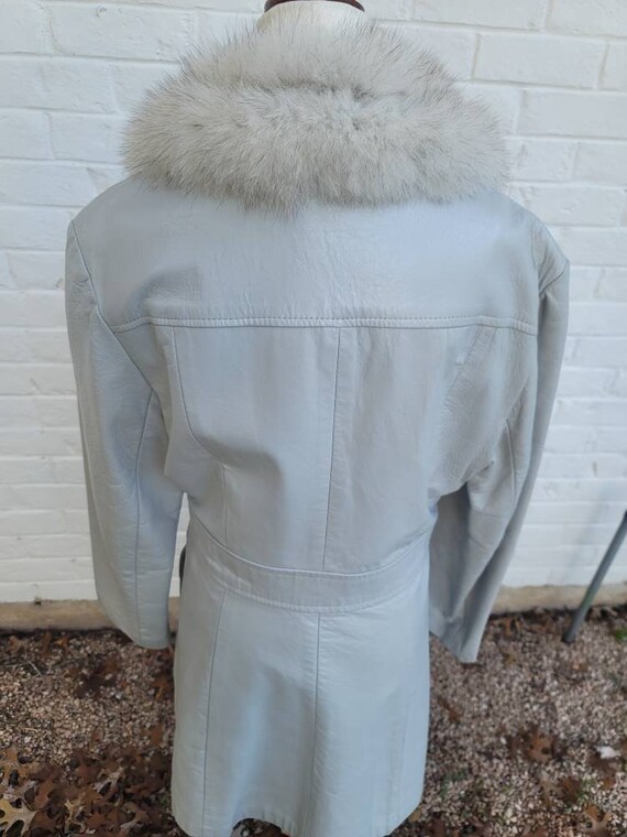 Vintage 1970s coat small medium leather mink wrap… - image 7