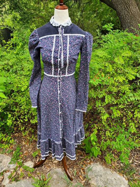 Vintage gunne sax dress 9 small navy blue midi dre