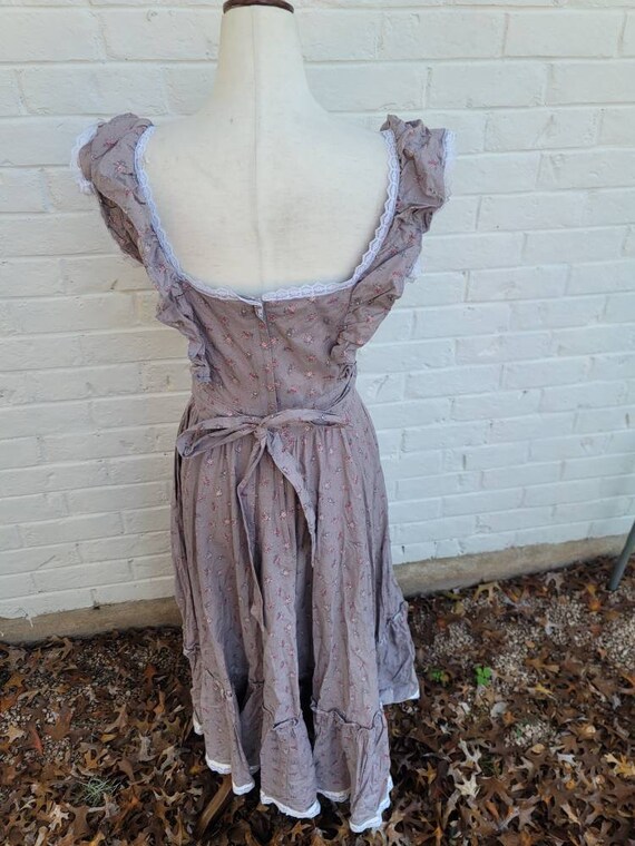 Vintage Gunne Sax Dress 9 Small taupe pink rose p… - image 5