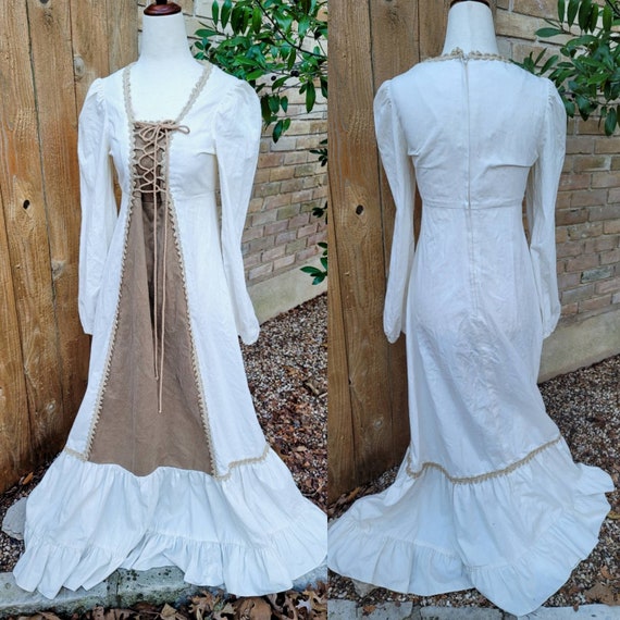 Vintage Gunne Sax Dress 13 Medium Small 70s Creme