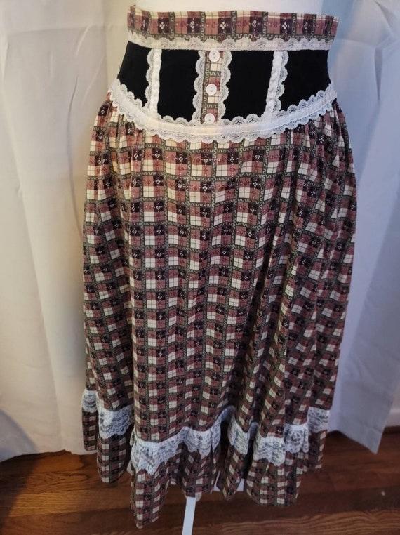 Vintage gunne sax skirt small 7 9 brown black vel… - image 5