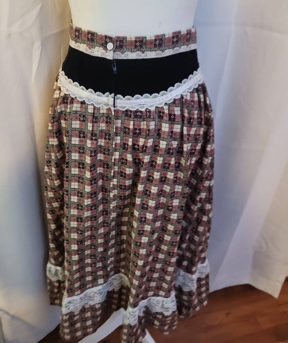 Vintage gunne sax skirt small 7 9 brown black vel… - image 4