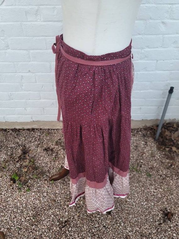 Vintage Gunne Sax Skirt medium 13 red burgundy fl… - image 3