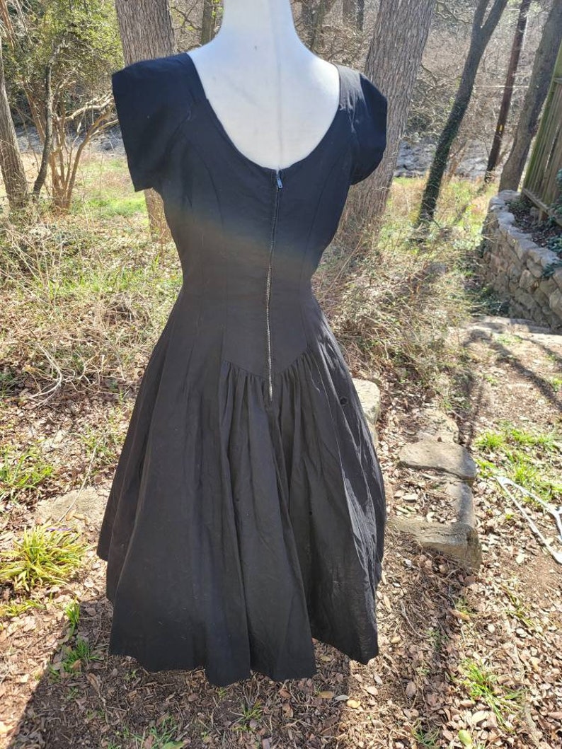 Vintage 50s Elinor Gay Dress Medium Black Fit and Flare Circle - Etsy