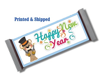 New Years Eve with a Bear Party ~ Pad Of 50 Sheets Candy Bar Wrappers, Party Favor - Matte Finish Paper - Candy NOT included
