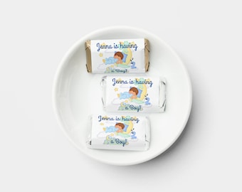 Baby Shower Blue Sweet Dreams - PRINTED Labels fits Hershey Miniature Candy Bars (Not Included) - Blue, Boy, Favors, Personalized, Stickers