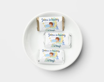 Babyparty blau süße Träume - bedruckte Etiketten für Hershey Miniatur Candy Bars (nicht im Lieferumfang enthalten) - blau, Junge, Gastgeschenke, personalisiert, Aufkleber