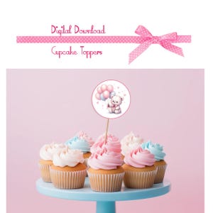 Baby shower, décorations de cupcakes révélateurs de sexe pour baby shower - 2,5 pouces à télécharger PDF
