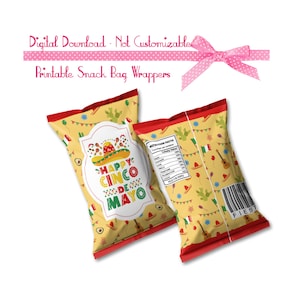 Recuerdos del evento de la Fiesta del Cinco de Mayo ~ Envoltorio de bolsa de patatas fritas para bolsas de regalos, Descarga instantánea, Solo JPG y PDF, No personalizable