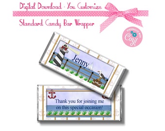 Nautical Lighthouse Theme Custom 1.55 oz Standard Size Candy Bar Wrapper Instant Download -YOU PERSONALIZE IT