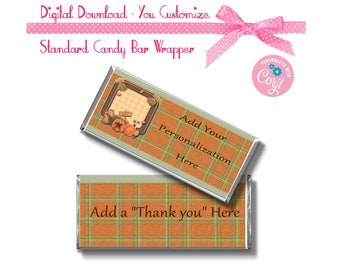 Fall Autumn Pumpkin Thanksgiving Custom 1.55 oz Standard Size Candy Bar Wrapper Instant Download -YOU PERSONALIZE IT