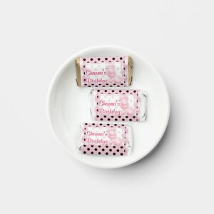 Pink Poodle Birthday - PRINTED Labels fits Hershey Miniature Candy Bars (Not Included) - Party Favors, Personalized, Stickers, Sweet 16