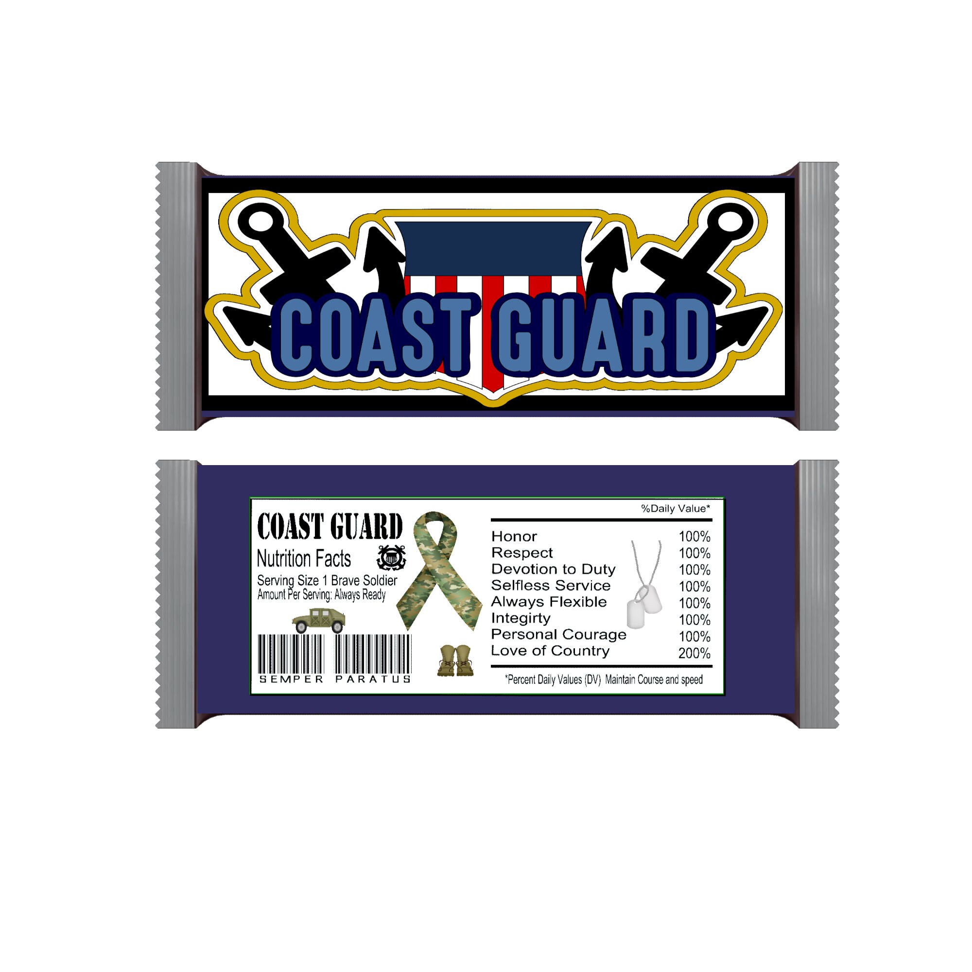 Pad of 50 Sheets Military Party Candy Bar Wrapper, Favors -matte Finish ...