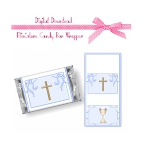 Boys Blue Baptism, First Communion, Confirmation  Hershey Miniature Candy Bar Wrapper Party Favors  INSTANT DOWNLOAD