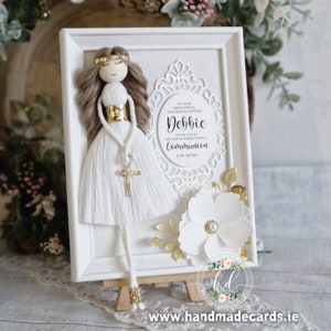 Beautiful First Holy Communion Frame with macrame girl, handmade by Kari Designs. zdjęcie 1