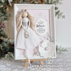 Beautiful First Holy Communion Frame with macrame girl, handmade by Kari Designs. zdjęcie 1