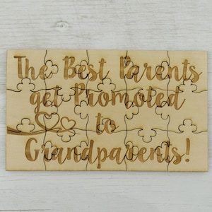 The Best Parents Get Promoted to Grandparents Puzzle Basswood Jigsaw Puzzle Fun Put Together Surprise Pregnancy Announcement image 1