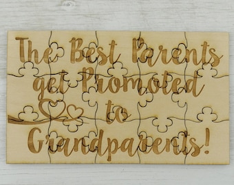Grandparents Announcement Puzzle: Basswood Jigsaw Pregnancy Reveal