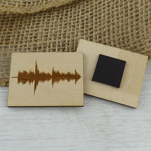 Personalized Audio File Sound Wave Wood Magnet - Basswood Custom Lasered - Engraved Actual Audio File