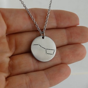 Big Dipper Engraved Stainless Steel Pendant Charm Necklace, 18&quot; - Constellation Jewelry