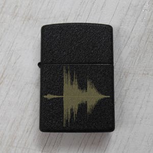 Custom Zippo Lighter with Personalized Engraved Audio File - Black Crackle - Submit Your Own Audio Song or File
