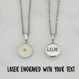 Personalized Faith of a Mustard Seed Necklace - Stainless Steel - Engraved with Custom Text, Initials, Dates Real Mini in Resin, 18&quot; Chain