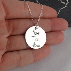 Custom Sterling Silver Round Coin Necklace - 25mm (1&quot;) Personalized Disc Pendant