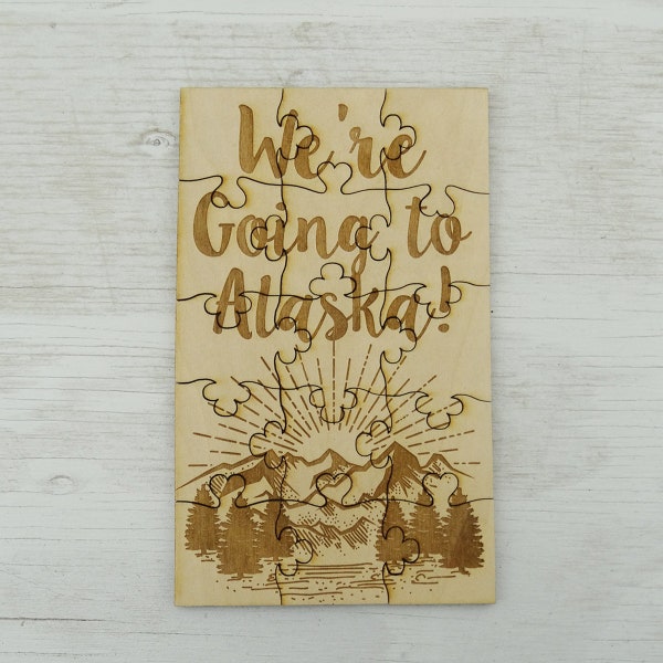 We're Going To Alaska Puzzle - Basswood Lasered Jigsaw Puzzle Fun Kids Put Together Surprise Trip Vacation