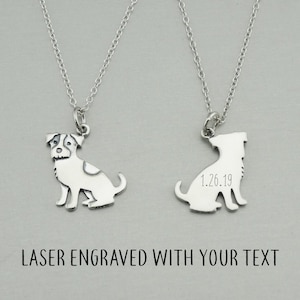 Personalized Sterling Silver Jack Russell Terrier Charm Necklace - 925 Sterling Silver- Engraved Custom Name, Initials, or Date 18&quot; Chain
