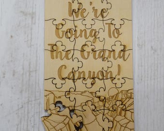 We're Going To The Grand Canyon Trip Reveal Puzzle: Laser Engraved Basswood Jigsaw