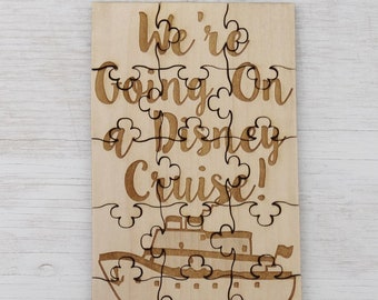 We&#39;re Going On a Disney Cruise Puzzle - Basswood Lasered Jigsaw Puzzle Fun Kids Put Together Surprise Trip