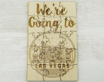 We're Going To Las Vegas Puzzle - Basswood Lasered Jigsaw Puzzle Fun Kids Put Together Surprise Trip Vacation Sin City