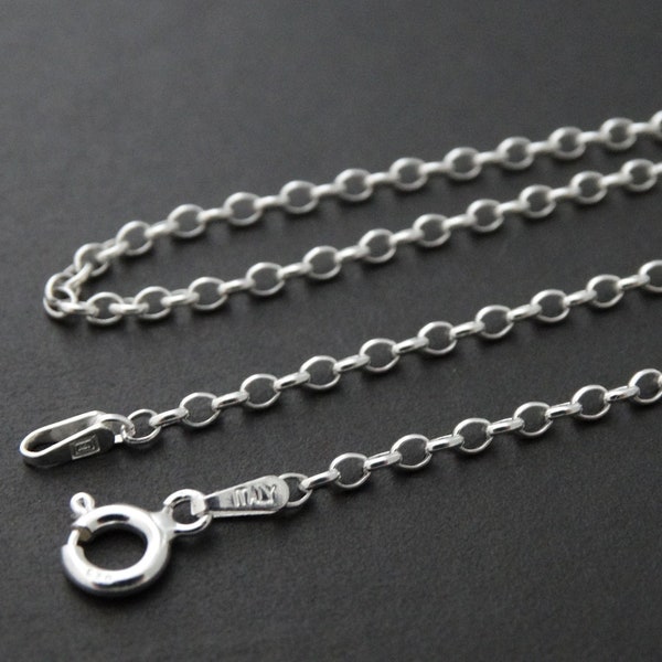 2.1mm Rolo Chain - 925 Sterling Silver - Available in 16", 18", 20", 24" Lengths