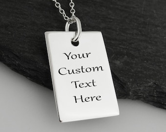 Personalized Engraved Necklace - 925 Sterling Silver - Custom Engraving Text Birthday Anniversary Wedding Best Friends Gift