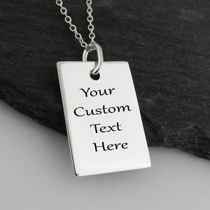 Personalized Engraved Necklace - 925 Sterling Silver - Custom Engraving Text Birthday Anniversary Wedding Best Friends Gift