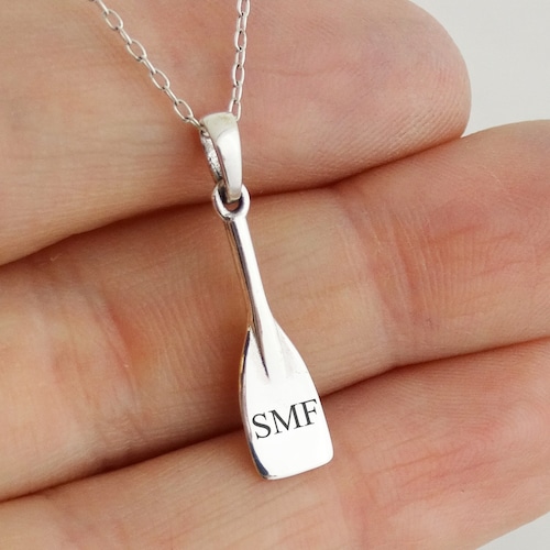 Personalized Rowing Oar Crew Charm Necklace 925 Sterling Etsy