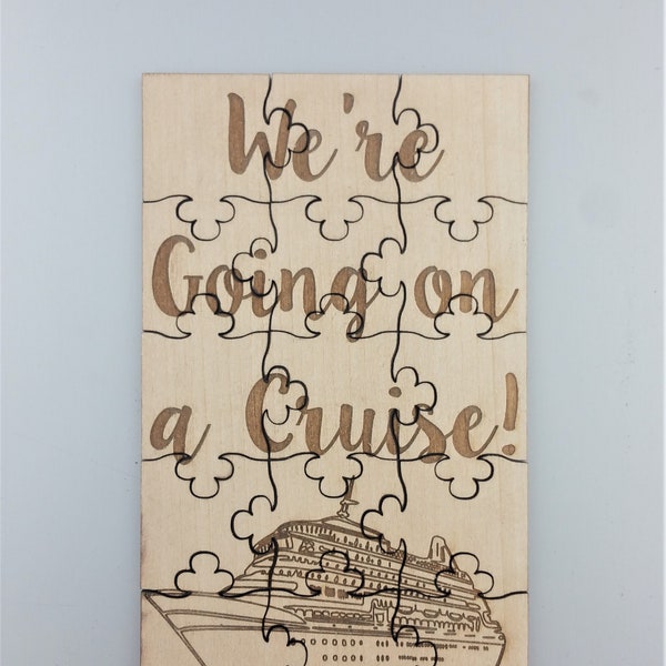 We're Going on a Cruise Puzzle - Basswood Lasered Jigsaw Puzzle Fun Kids Put Together Surprise Trip Vacation