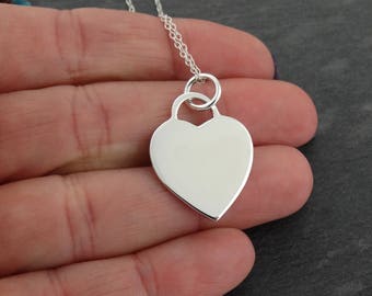 Personalized Heart Pendant Necklace - Custom Text Image Engraved - 925 Sterling Silver