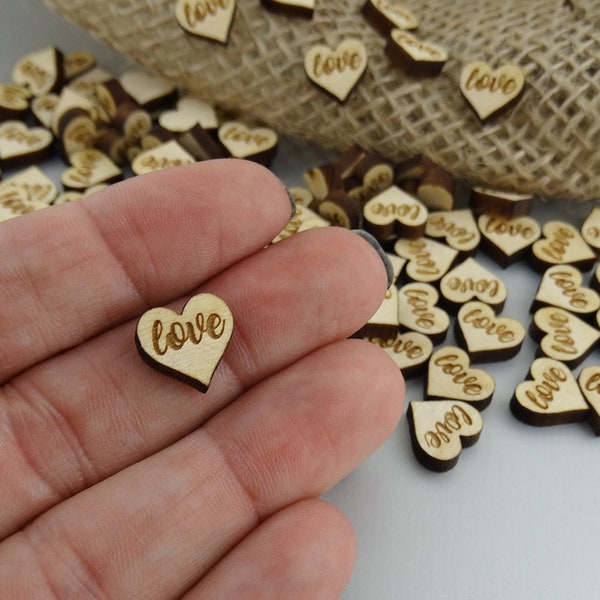 Love Wooden Heart Confetti, Pack of 100 Pieces - Basswood Lasered Engagement Party Proposal Bridal Shower Wedding Decoration