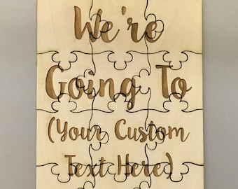 Custom Wooden Puzzle with Your Text- Personalized Surprise Vacation Trip Announcement Gift