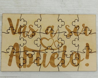 Vas a ser Abuelo! Grandpa Puzzle - Basswood Jigsaw Puzzle Fun Put Together Surprise Pregnancy Announcement