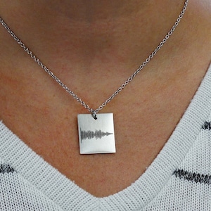 Personalized Sound Wave Necklace - Stainless Steel - Actual Engraved Audio File or Soundwave 18&quot; Chain