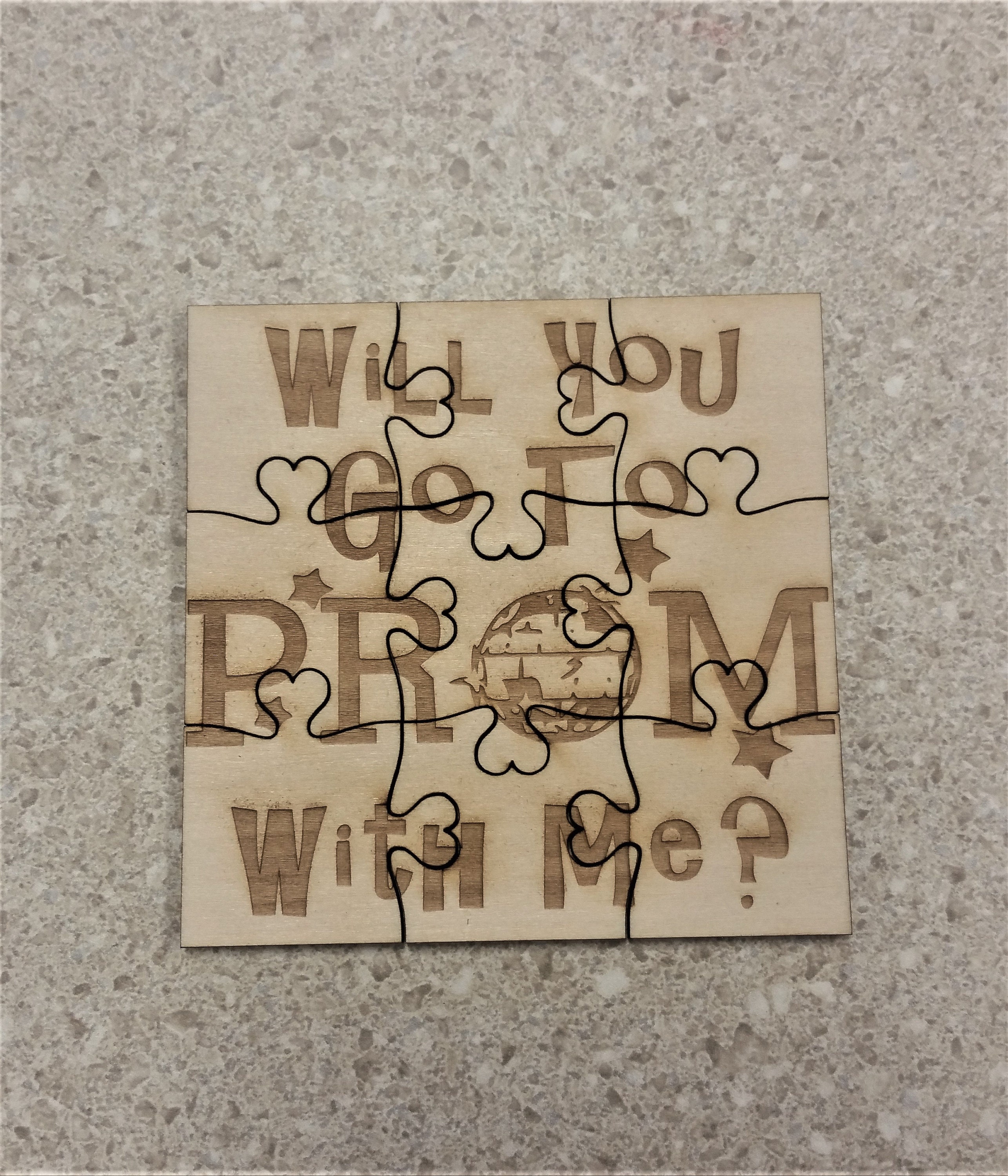 "Will You Go To Prom With Me?" Wooden Puzzle – 9-Piece Basswood, 3.5" X 3.5", Promposal Gift Box - View #13
