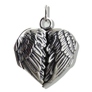 Personalized Angel Wing Heart Locket Necklace - 20mm Locket with Custom Engraving, 18" Chain