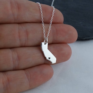 Personalized California State Charm Necklace with Engraved Heart Near Your City - 925 Sterling Silver image 2