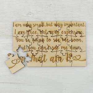 What Am I Baby Reveal Riddle Puzzle Basswood Jigsaw Puzzle Fun Put Together Surprise Pregnancy Announcement image 2