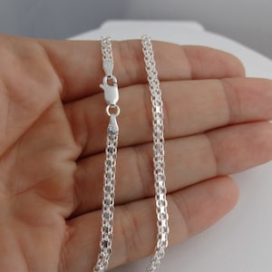 Sterling Silver Bismark Chain Necklace - 3mm Wide, 16&quot;, 18&quot;, 20&quot;, 22&quot;, 24&quot;, 30&quot; Lengths