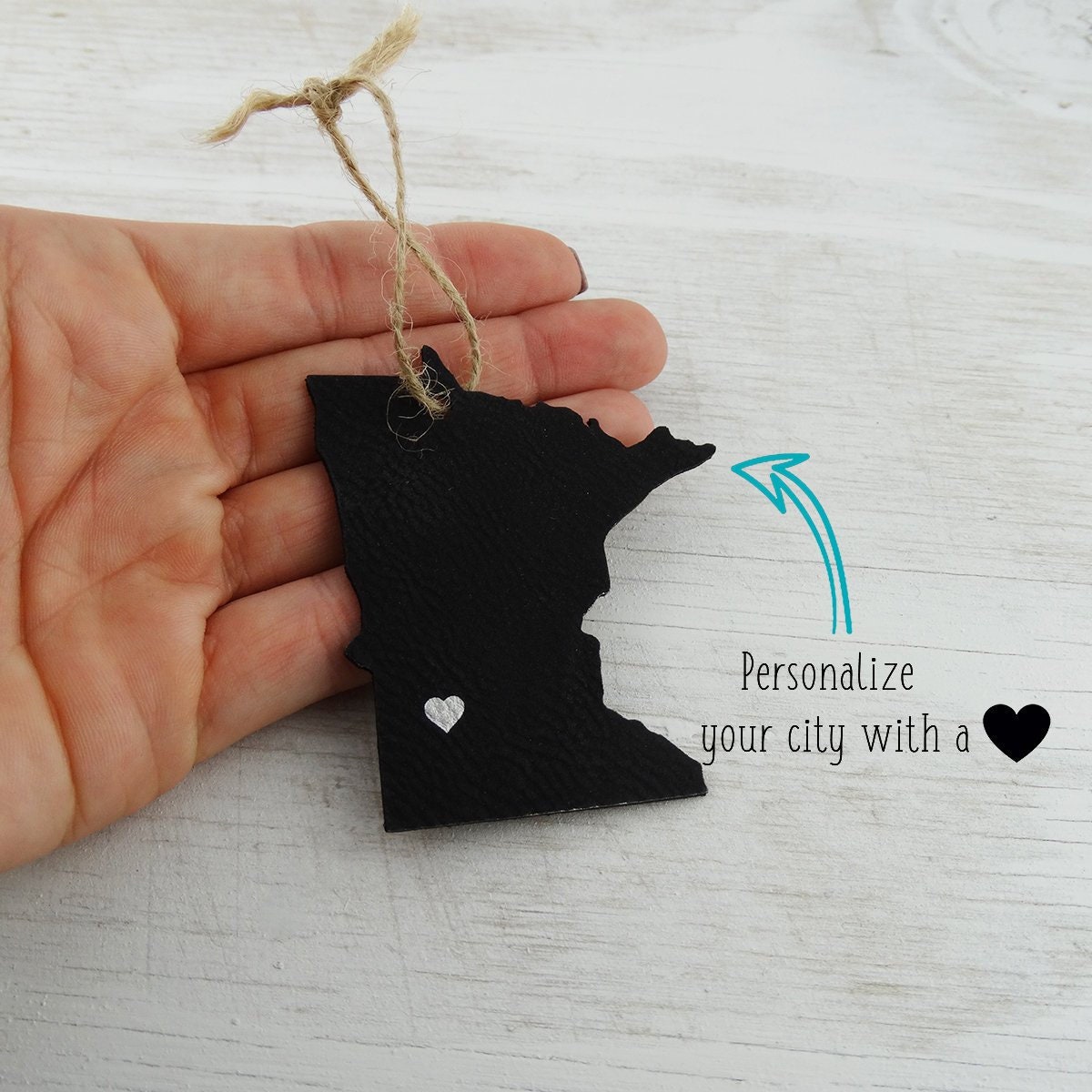 Personalized Minnesota State Ornament or Gift Tag - Lasered