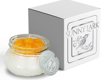 Artisan Crafted Sunflower Candle - Floral Scented Soy Wax in Glass Jar